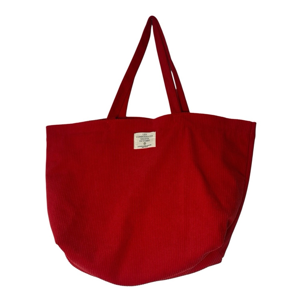 Sézane Les Composantes Octobre Red Corduroy Tote Bag Large Shoulder Bag